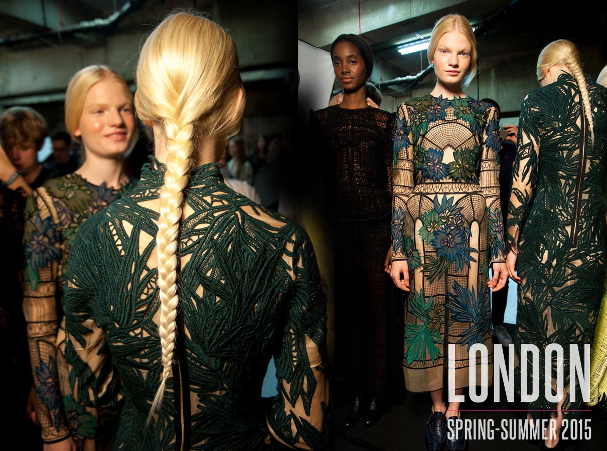 Nápady na účesy z London Fashion Week S/S 2015: Erdem.